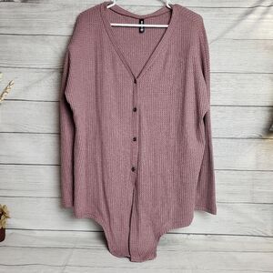 Iwollence Waffle‎ Knit Tie Front Top Womens Medium